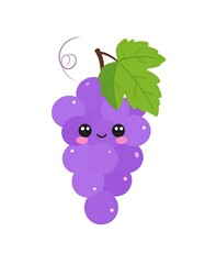 Cute purple grapes with happy face