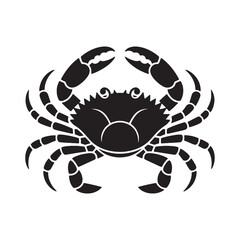 Black Silhouette of a Crab Vector | Marine Sea Animal Icon