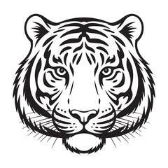 Tiger Head Vector Illustration - Wild Animal Face EPS Art