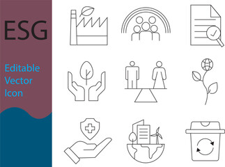 Editable Vector Line Set for Environmental, Social & Governance Themes