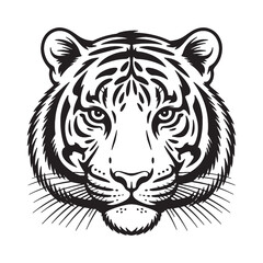 Tiger Face Vector Close-Up - Wild Animal Head EPS Clipart