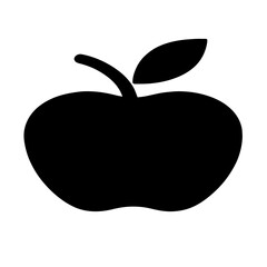 Minimal Apple Fruit Icon Vector in Black Silhouette Style