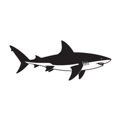Shark Swimming Vector Icon - Aggressive Sea Predator EPS Clipart