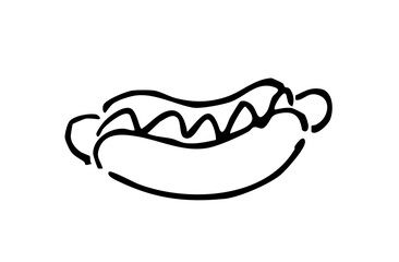 モノクロ手描きイラスト　ホットドック