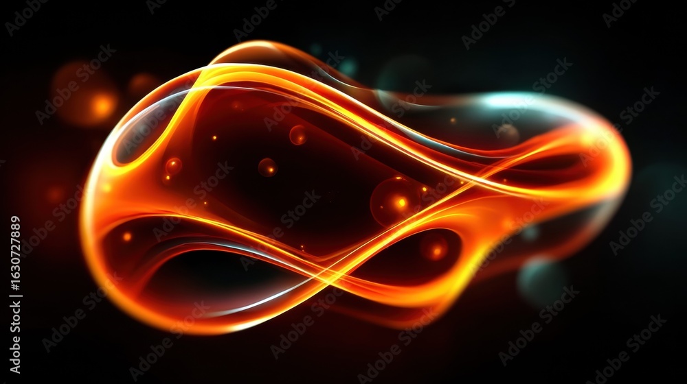 Aufkleber a mesmerizing abstract design with glowing orange and red flowing shapes.