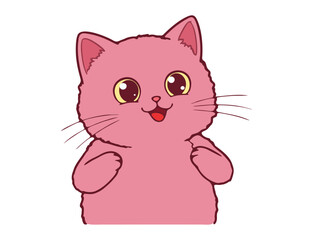vector illustration of a happy pink kitten
