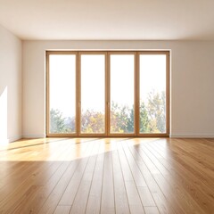 Obraz premium Empty room with large windows