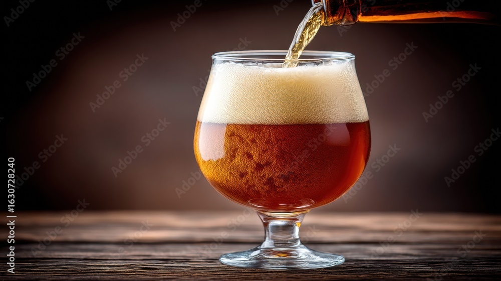 Poster pouring beer into a glass, creating a refreshing and enjoyable moment.