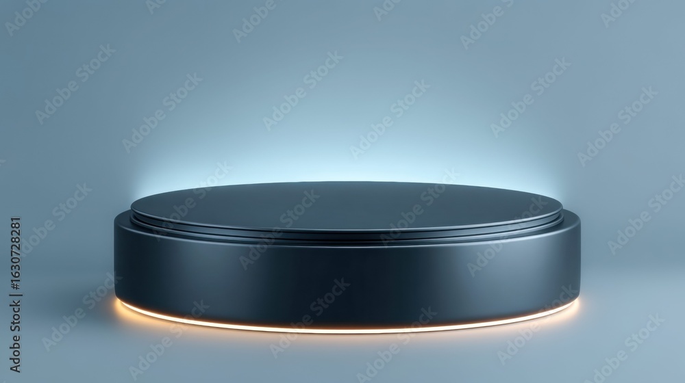 Poster a minimalist 3d rendering of a podium for product presentation, with an elegant design.