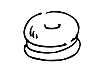 モノクロ手描きイラスト　ベーグルサンド