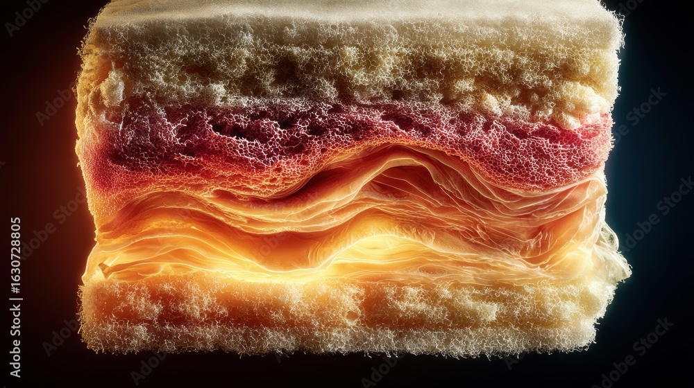 Poster a captivating abstract composition featuring layers of warm-toned textures and flowing light.