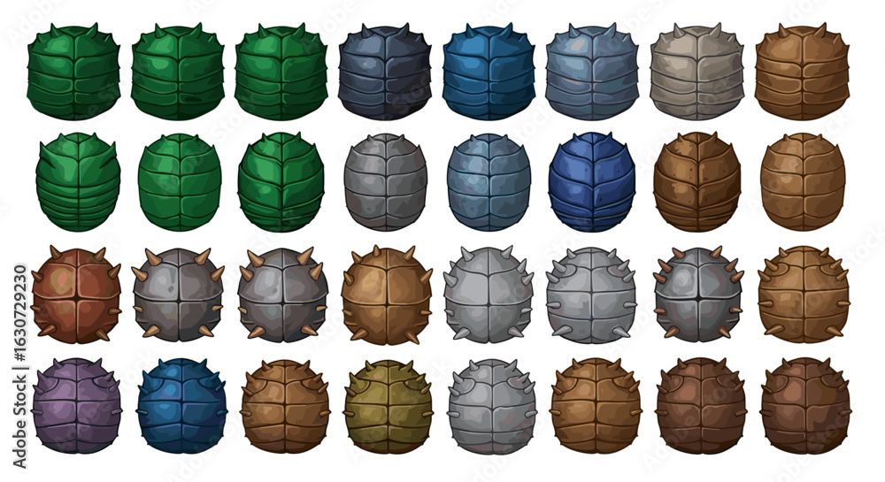 Poster array of assorted fantasy eggs, rich texture and various colorations