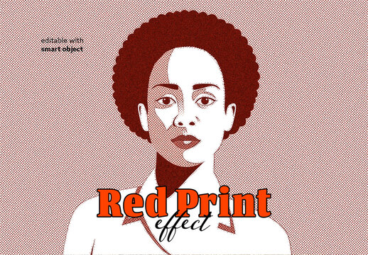 Red Print Photo Effect