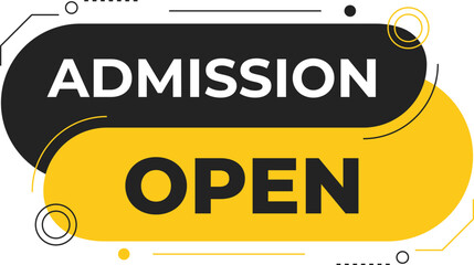 Modern Admission Open Banner – Bold Yellow and Black Label for Educational Enrollment Campaigns