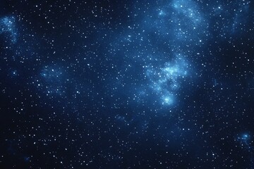 Fototapeta premium Starry sky background, blue night sky full of stars, glowing stars in the dark space, starry background, dark night, stars in the distance, starlight, dark background with a blue glow, night sky. 