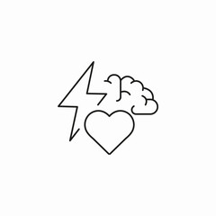 brain heart lightning icon sign vector