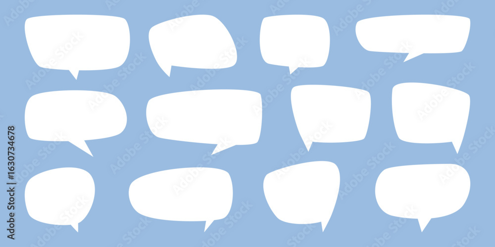 Poster chatting or message box set in various shapes. flat speech bubble frame collection. white talk carto