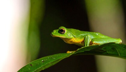Obraz premium Close-up of a vibrant green frog