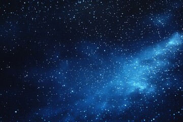 Starry sky background, blue night sky full of stars, glowing stars in the dark space, starry background, dark night, stars in the distance, starlight, dark background with a blue glow, night sky.	