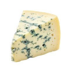 Moldy cheese wedge with detailed texture, professional product photography, isolated on transparent background