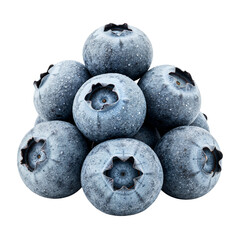 Obraz premium Cluster of blueberries covered in light frost, soft studio lighting, isolated on transparent background, professional product photography