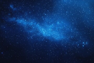 Naklejka premium Starry sky background, blue night sky full of stars, glowing stars in the dark space, starry background, dark night, stars in the distance, starlight, dark background with a blue glow, night sky. 