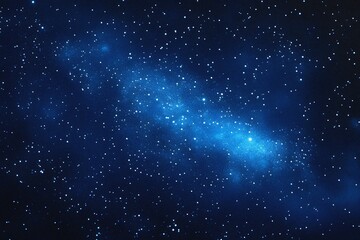 Naklejka premium Starry sky background, blue night sky full of stars, glowing stars in the dark space, starry background, dark night, stars in the distance, starlight, dark background with a blue glow, night sky. 