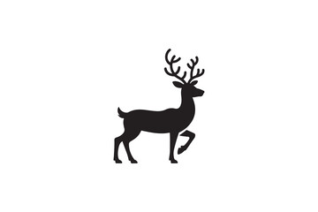 Fototapeta premium Simple Black Silhouette of a Deer.A clean, elegant silhouette of a deer, perfect for various design projects.