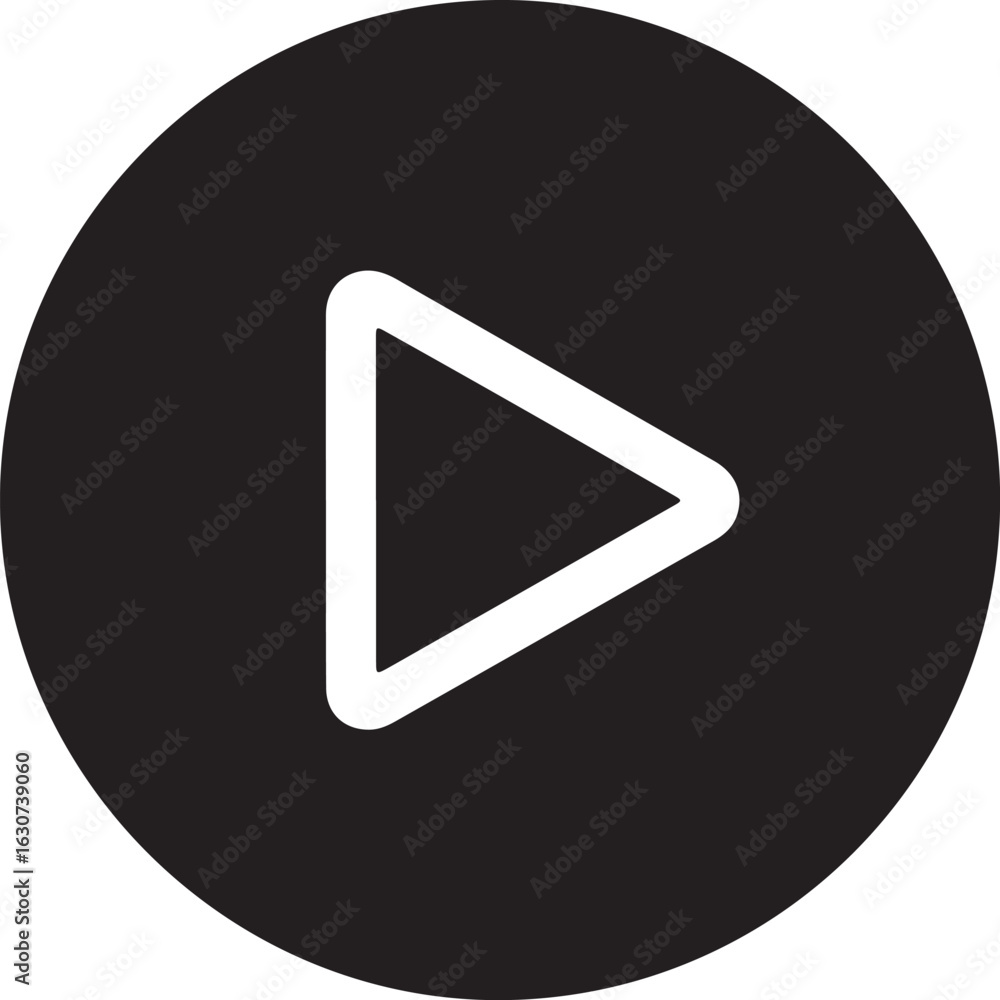 Poster simple black play button icon on white background for user interface and media player applications d