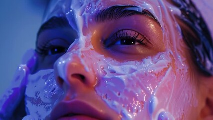 A close-up shot of a person wearing a face mask, conveying a sense of caution and protection