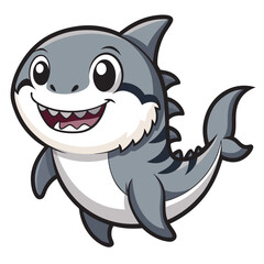 Naklejka premium Happy cartoon shark swimming underwater cute animal