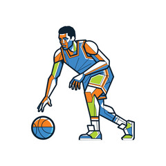 Player Basketball Geometric Colorful Illustration Design Template Logo