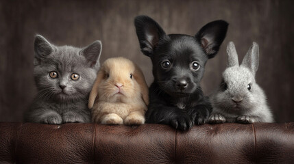 Kitten, Bunnies, and Puppy Together for World Animal Day