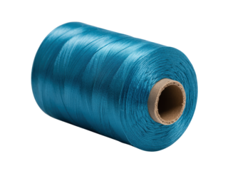 Blue Polyester Thread Spool Isolated on White
