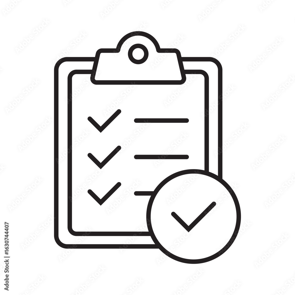 Aufkleber task planning line icons. clipboard with check mark line icon. checklist sign symbol for web site an