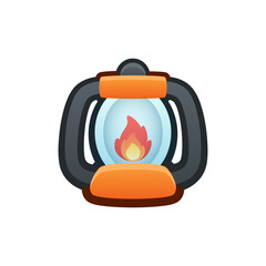 Isolated flat 3d camping lantern icon for game, interface, sticker, app. The sign in a cartoon style for match 3, arcade, rpg. The hike lamp sprite for craft element in hyper casual mobile game.
