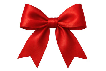 Fototapeta premium Beautiful red silk ribbon bow isolated on a clear background, ideal for adding a touch of elegance to gifts or decorations
