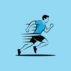 Speed Man Running Illustration Creative Design Template Logo