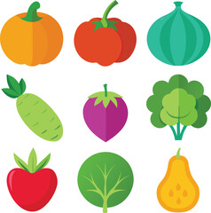 Vegetable icon illustration set bundle vector with white background