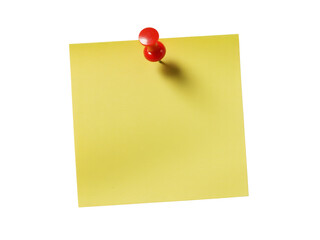 Yellow sticky note pinned with red pushpin
