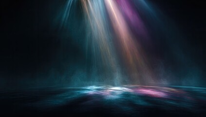Abstract stage with vibrant light beams