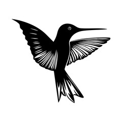 Naklejka premium Simple hummingbird linear illustration silhouette black.