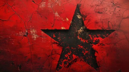 A vibrant red and black star painted on a red wall, perfect for adding a pop of color to your design