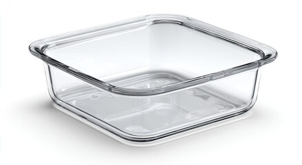 Clear square glass food container
