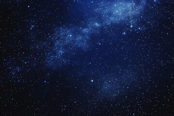 Obraz premium Starry sky background, blue night sky full of stars, glowing stars in the dark space, starry background, dark night, stars in the distance, starlight, dark background with a blue glow, night sky. 