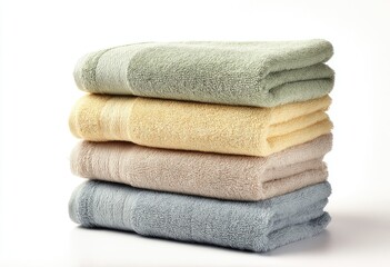 Stacked towels in pastel colors