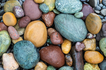 Rialto Beach, colorful rocks, Olympic national Park, Washington