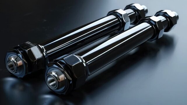 A pair of black rollers sitting on a table, ideal for office or workshop use