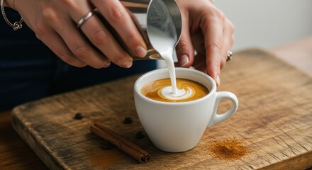 Latte art being made