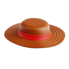 Wide-Brimmed Farmer Hat with Red Band